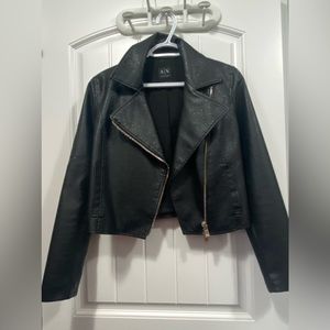 Woman’s medium Armani exchange faux cropped leather jacket